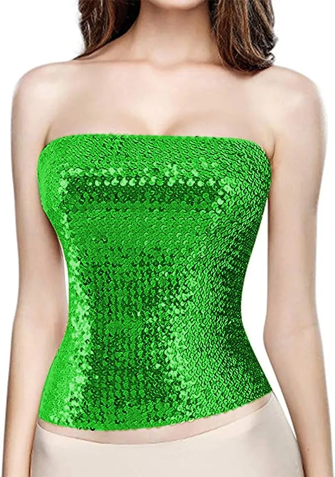 Gold Sequin Strapless Tube Top