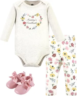 Hudson Baby Unisex Baby Cotton Bodysuit, Pant and Shoe Set
