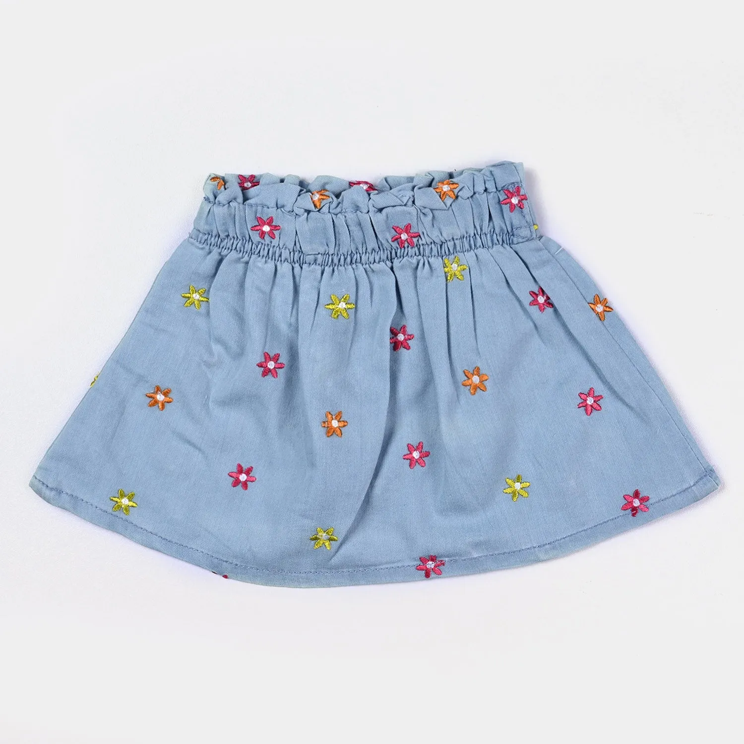 Infant Girls Tensile Denim (Light Denim) Skirt Flower-L. Blue