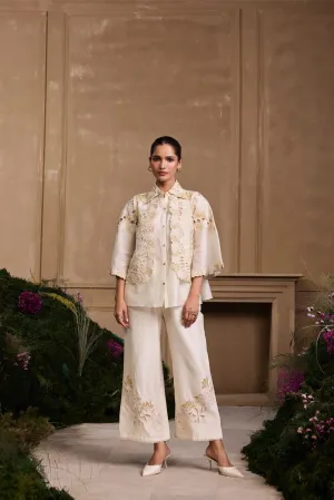 IVORY METALLIC APPLIQUE PANTS & SHIRT
