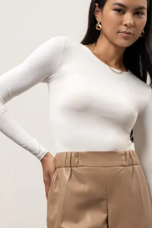 Ivory Round Neck Basic Top