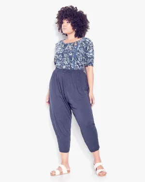 Janelle Crushed Fabric Pant | Navy