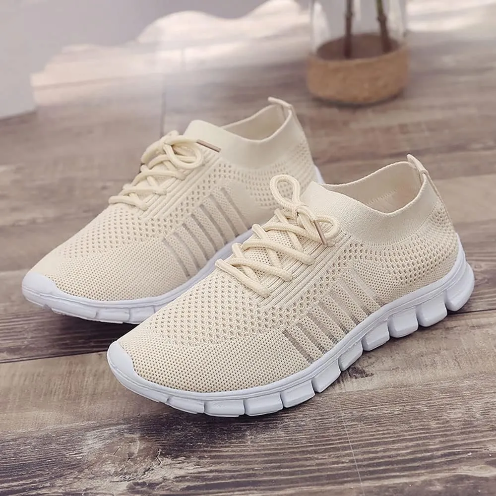 JITUUE Sneakers for Women Slip On Mesh Breathable Lace Up Casual Running Shoes