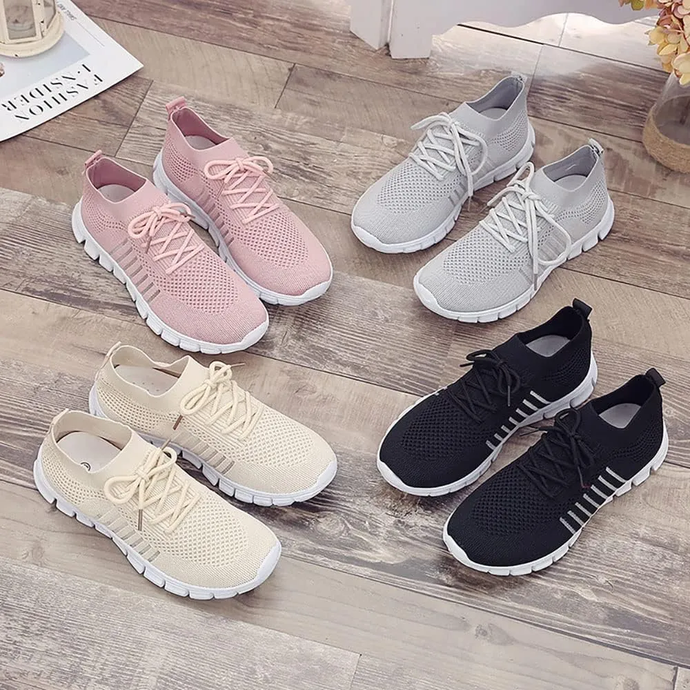 JITUUE Sneakers for Women Slip On Mesh Breathable Lace Up Casual Running Shoes
