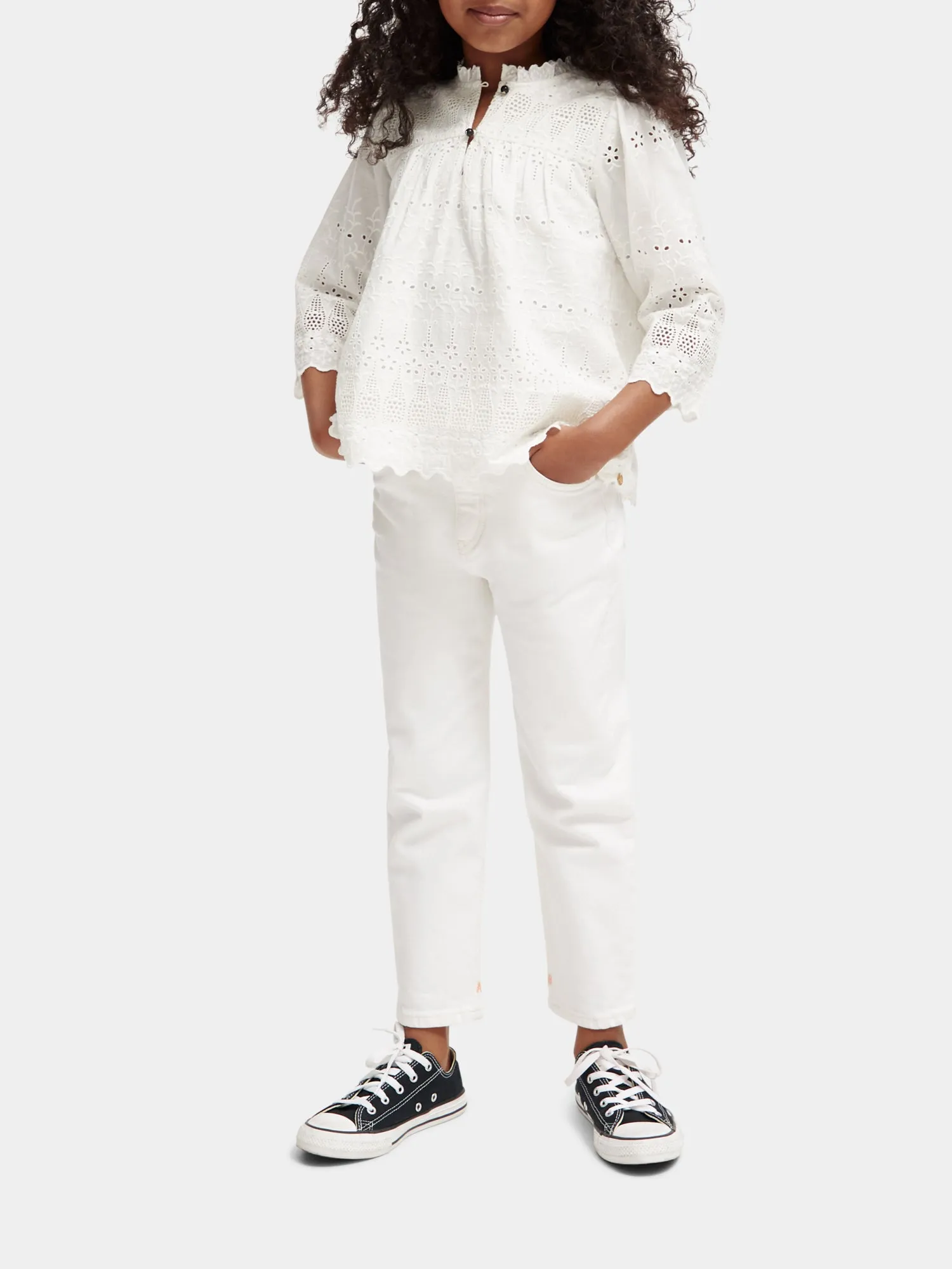 Kids - Ruffled broderie anglaise blouse