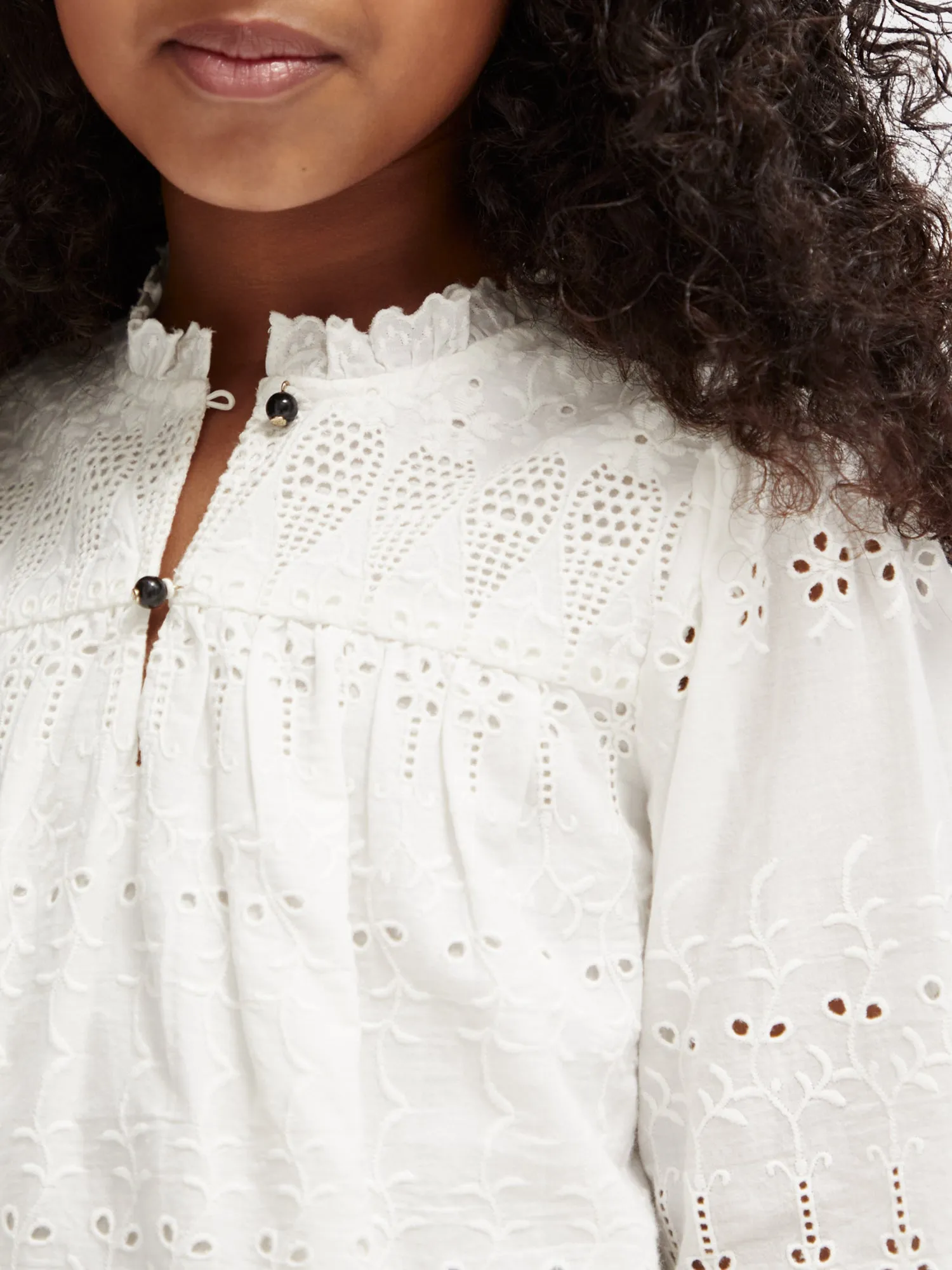 Kids - Ruffled broderie anglaise blouse