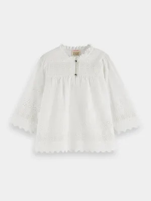Kids - Ruffled broderie anglaise blouse