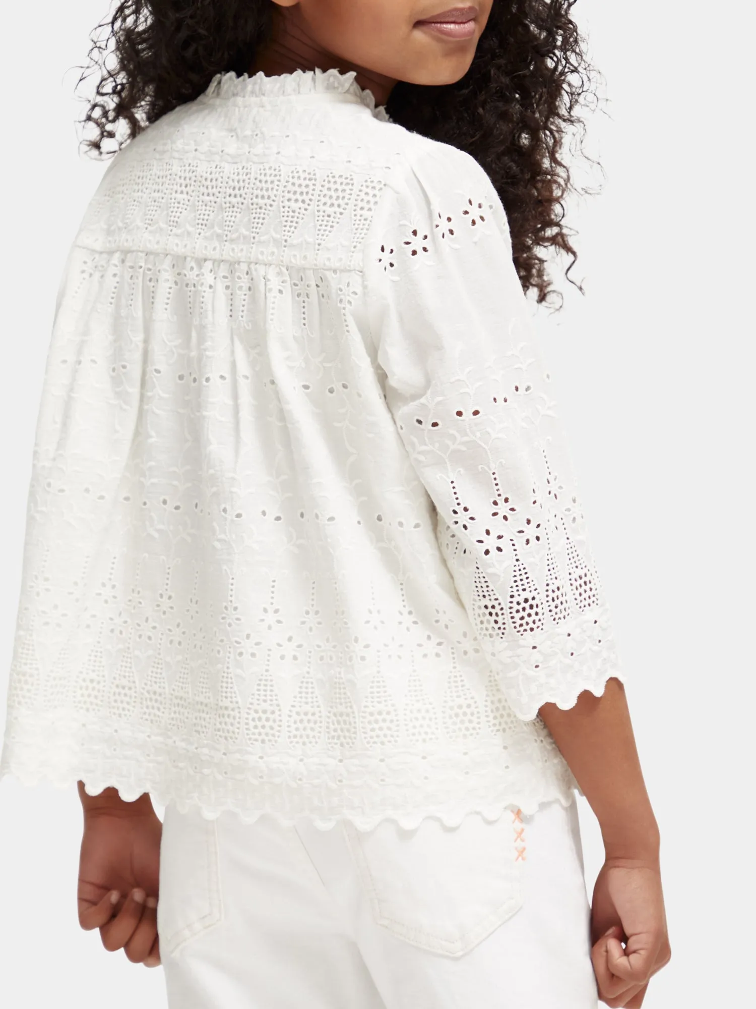 Kids - Ruffled broderie anglaise blouse
