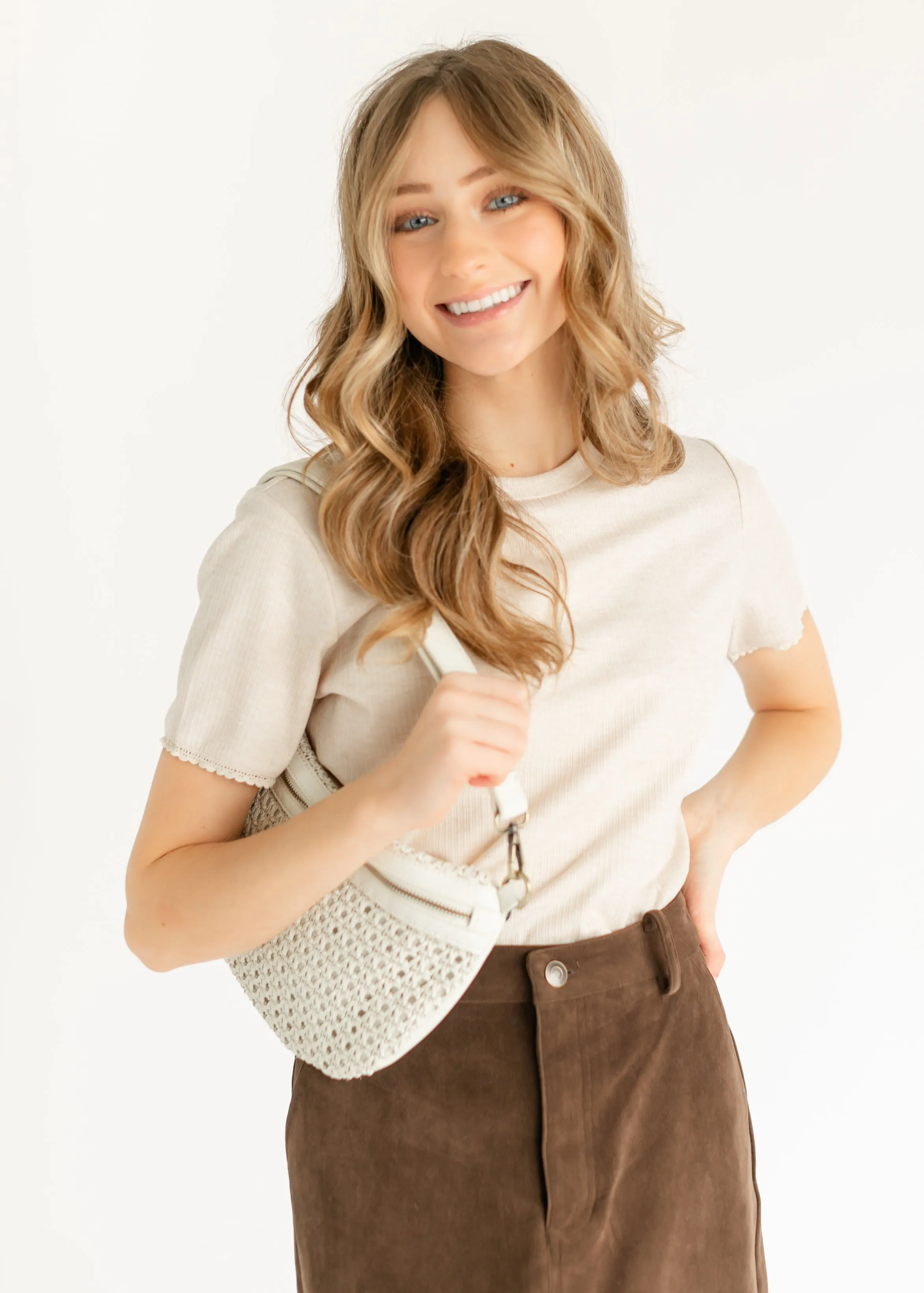 Lace Trim Ribbed T-shirt