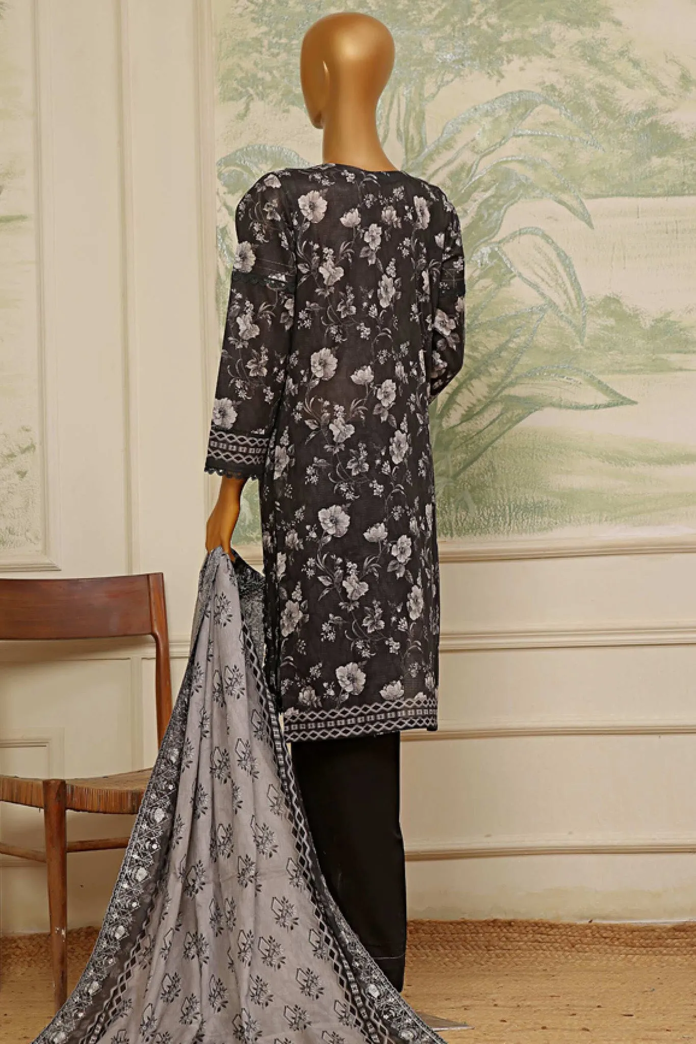 Lacekari Intermix By HZ Stitched 3 Piece Doriya Cotton Lawn Collection'2024-PDL-704