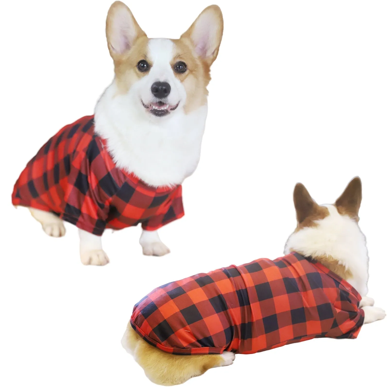 Let It Snow Snowman  Pattern Red&Black Plaid Sleeve Family Matching Pajamas Set