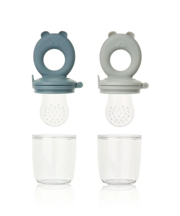 Liewood Miranda Bear Food Feeder 2-Pack, Whale blue & Dove blue