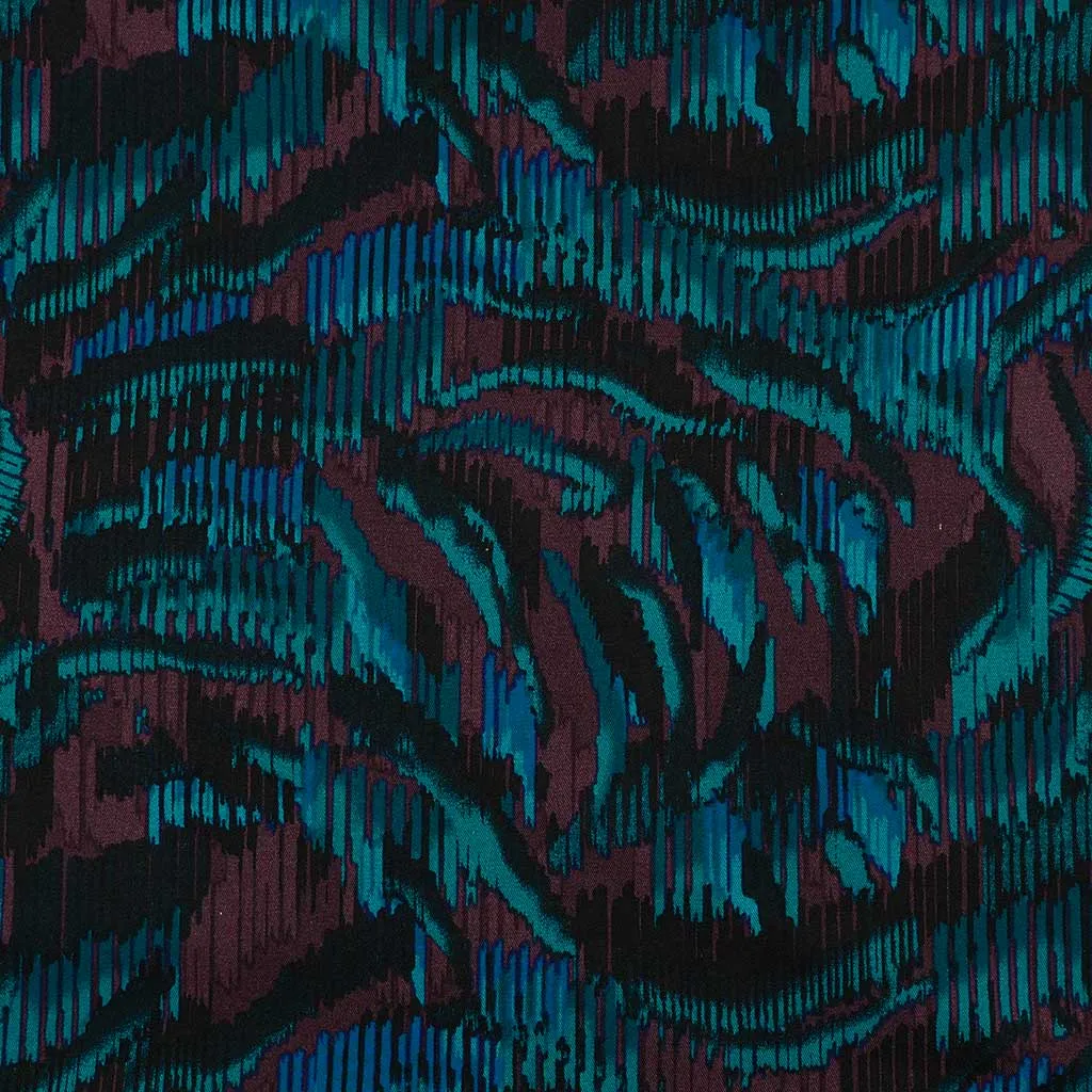 Lima - Petrol Linear Viscose Stretch Woven Twill Fabric