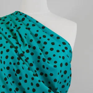 Linz - Almost Turquoise Spotty Viscose Woven Twill Fabric - 1.15m Remnant