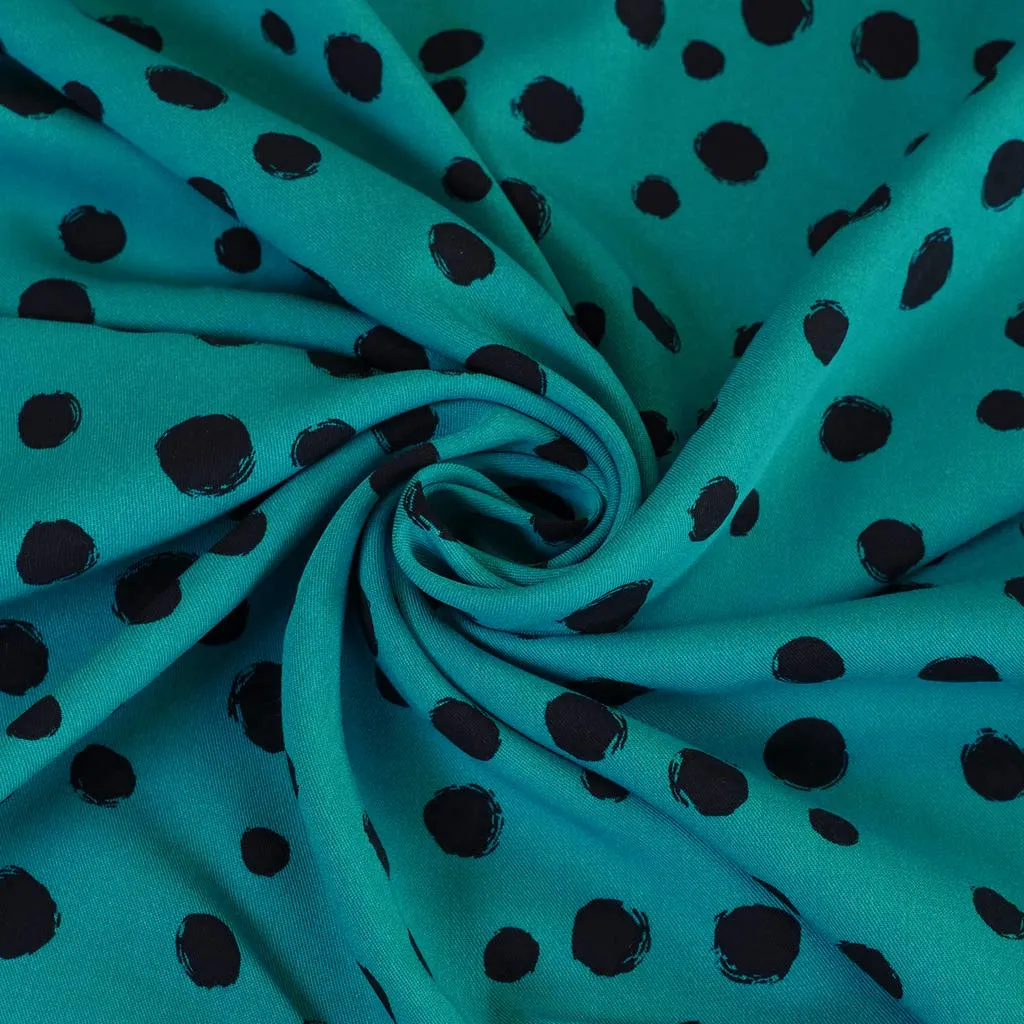 Linz - Almost Turquoise Spotty Viscose Woven Twill Fabric - 1.15m Remnant