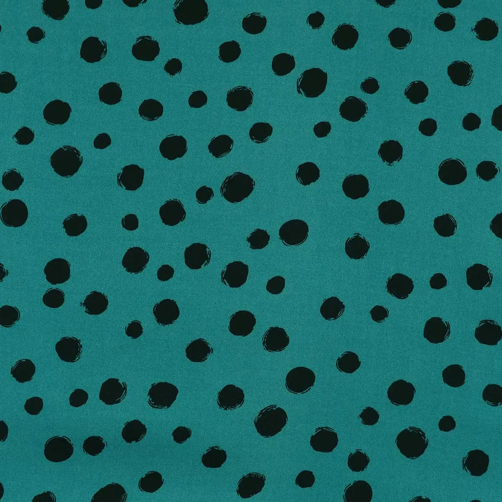 Linz - Almost Turquoise Spotty Viscose Woven Twill Fabric - 1.15m Remnant