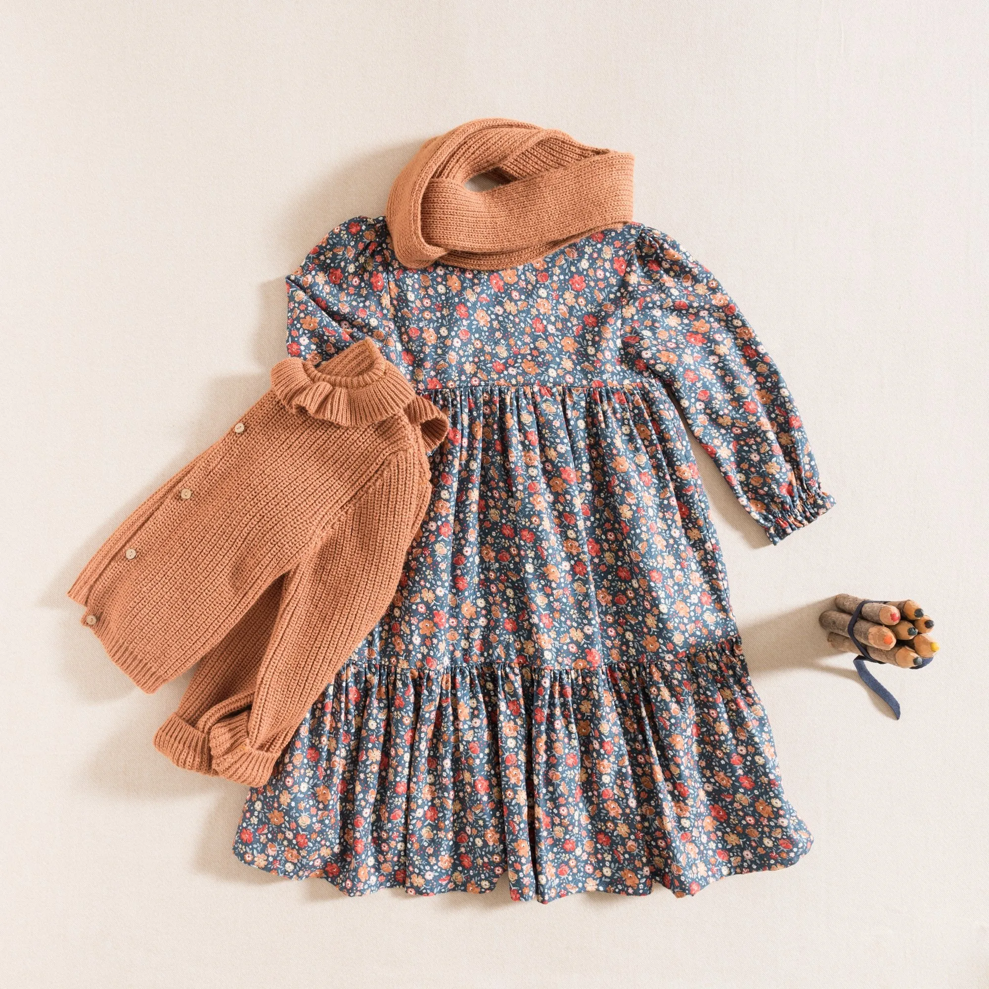 LONG DRESS / OCHRE FLOWERS