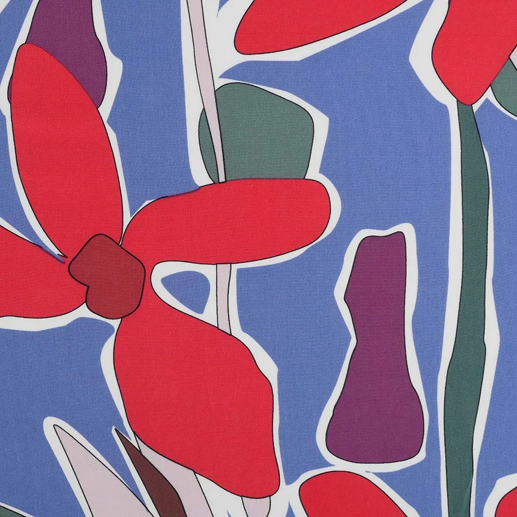 Madison - Blue Pop Flowers Viscose Crepe Woven Fabric Sample