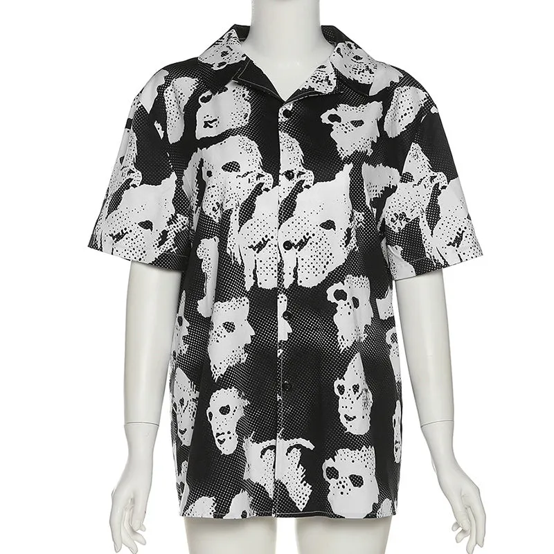 MB FASHION Bold Print Short-Sleeve Button-Up Shirt 6195AT