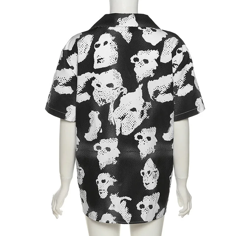 MB FASHION Bold Print Short-Sleeve Button-Up Shirt 6195AT