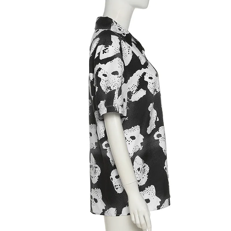 MB FASHION Bold Print Short-Sleeve Button-Up Shirt 6195AT