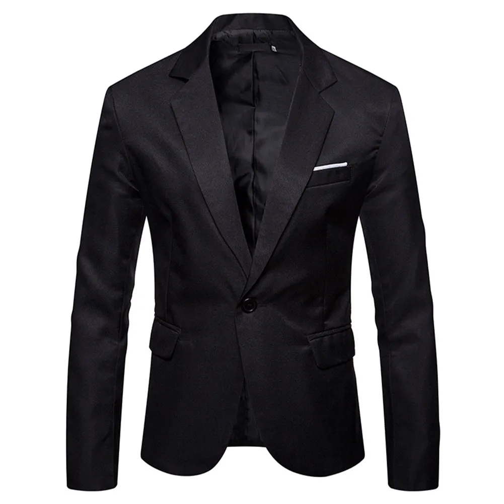 Men's Casual Slim Fit Jacket Daily Blazer Coat Tops Black
