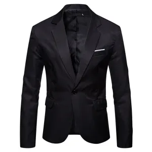 Men's Casual Slim Fit Jacket Daily Blazer Coat Tops Black