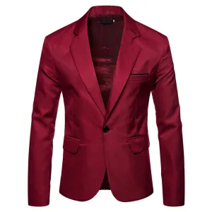 Men's Casual Slim Fit Jacket Daily Blazer Coat Tops Red