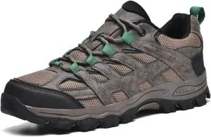 Men's Fashion Waterproof Hiking Shoes Leather Comfortable Lace Up Lightweight Anti Slip Low Tops Outdoor Walking Work Shoes Trail Running for Men