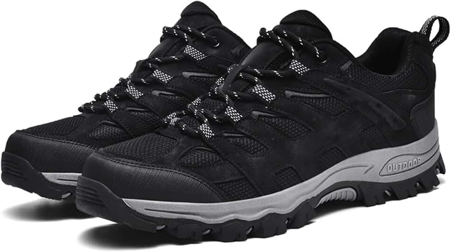 Men's Fashion Waterproof Hiking Shoes Leather Comfortable Lace Up Lightweight Anti Slip Low Tops Outdoor Walking Work Shoes Trail Running for Men