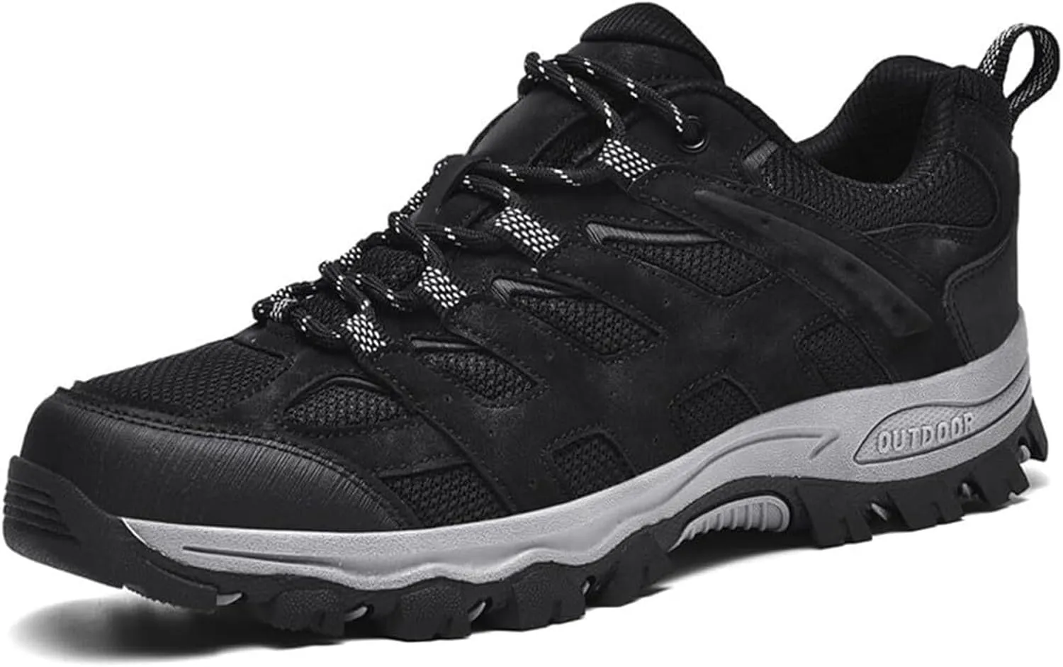 Men's Fashion Waterproof Hiking Shoes Leather Comfortable Lace Up Lightweight Anti Slip Low Tops Outdoor Walking Work Shoes Trail Running for Men