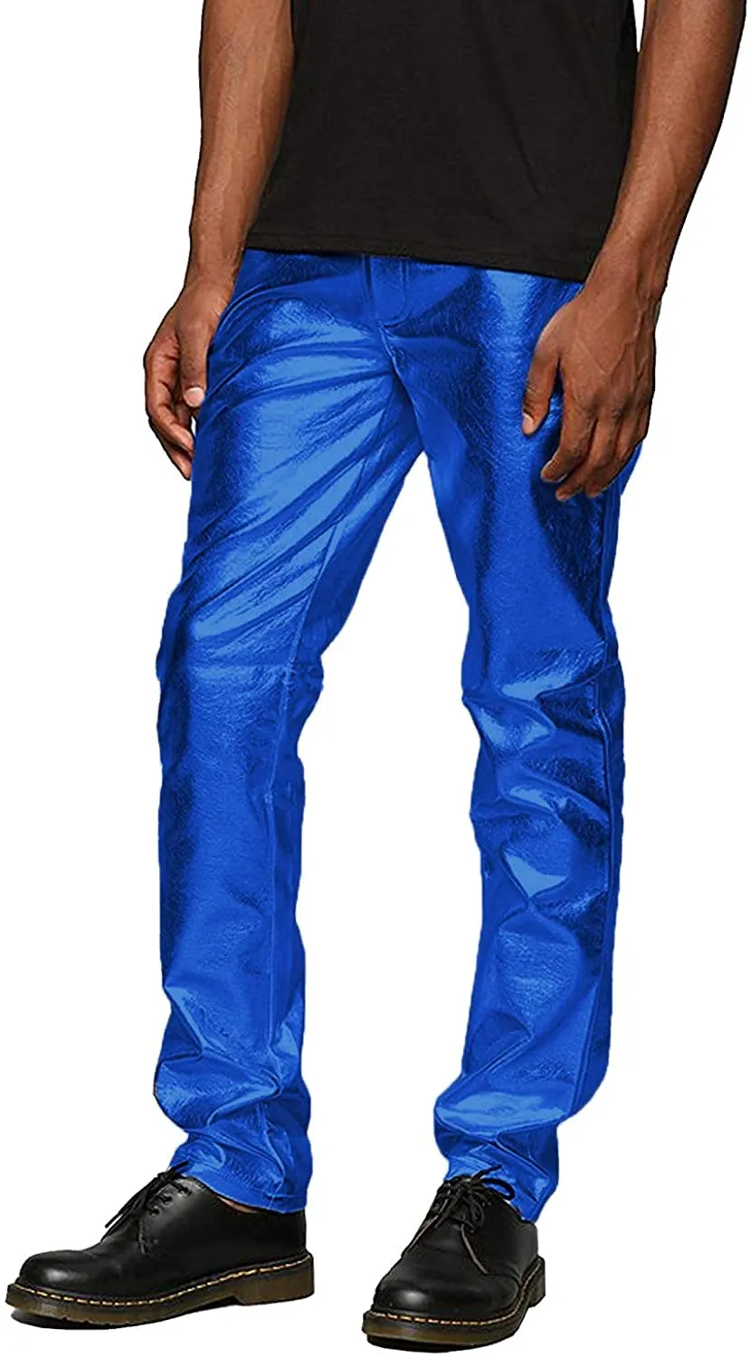 Metallic Luxurious Golden Shiny Pants Straight Leg Trousers