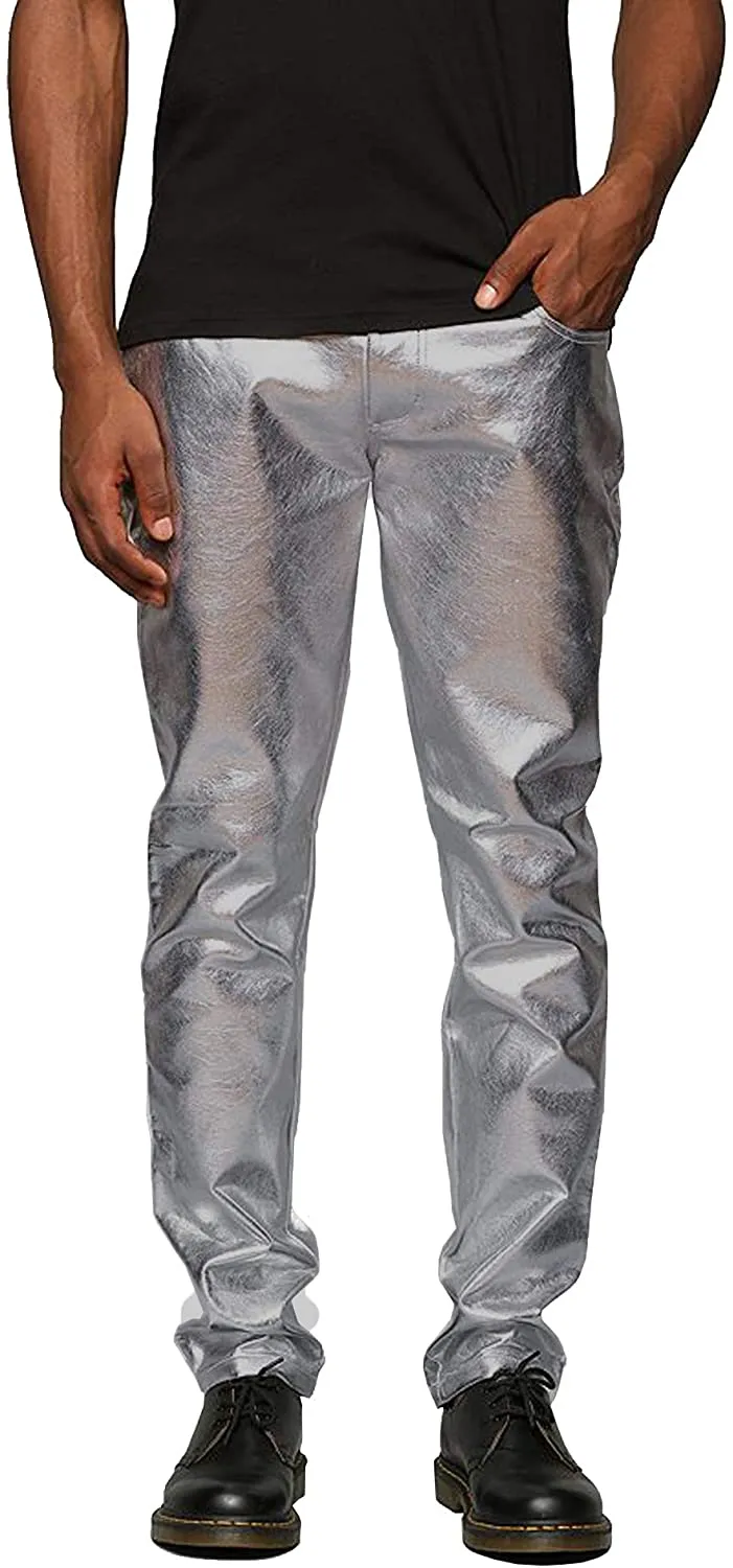 Metallic Luxurious Golden Shiny Pants Straight Leg Trousers