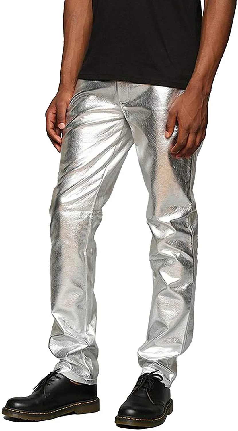 Metallic Luxurious Golden Shiny Pants Straight Leg Trousers