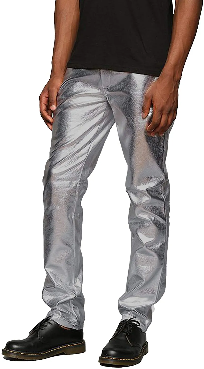 Metallic Luxurious Golden Shiny Pants Straight Leg Trousers