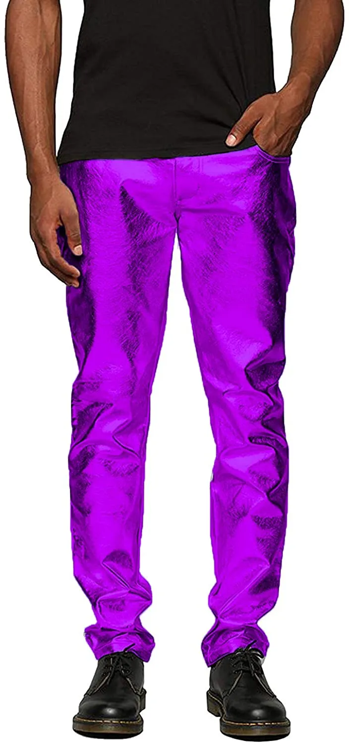 Metallic Luxurious Golden Shiny Pants Straight Leg Trousers