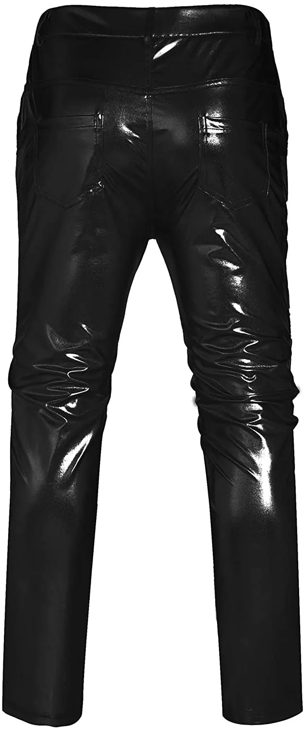 Metallic Luxurious Golden Shiny Pants Straight Leg Trousers
