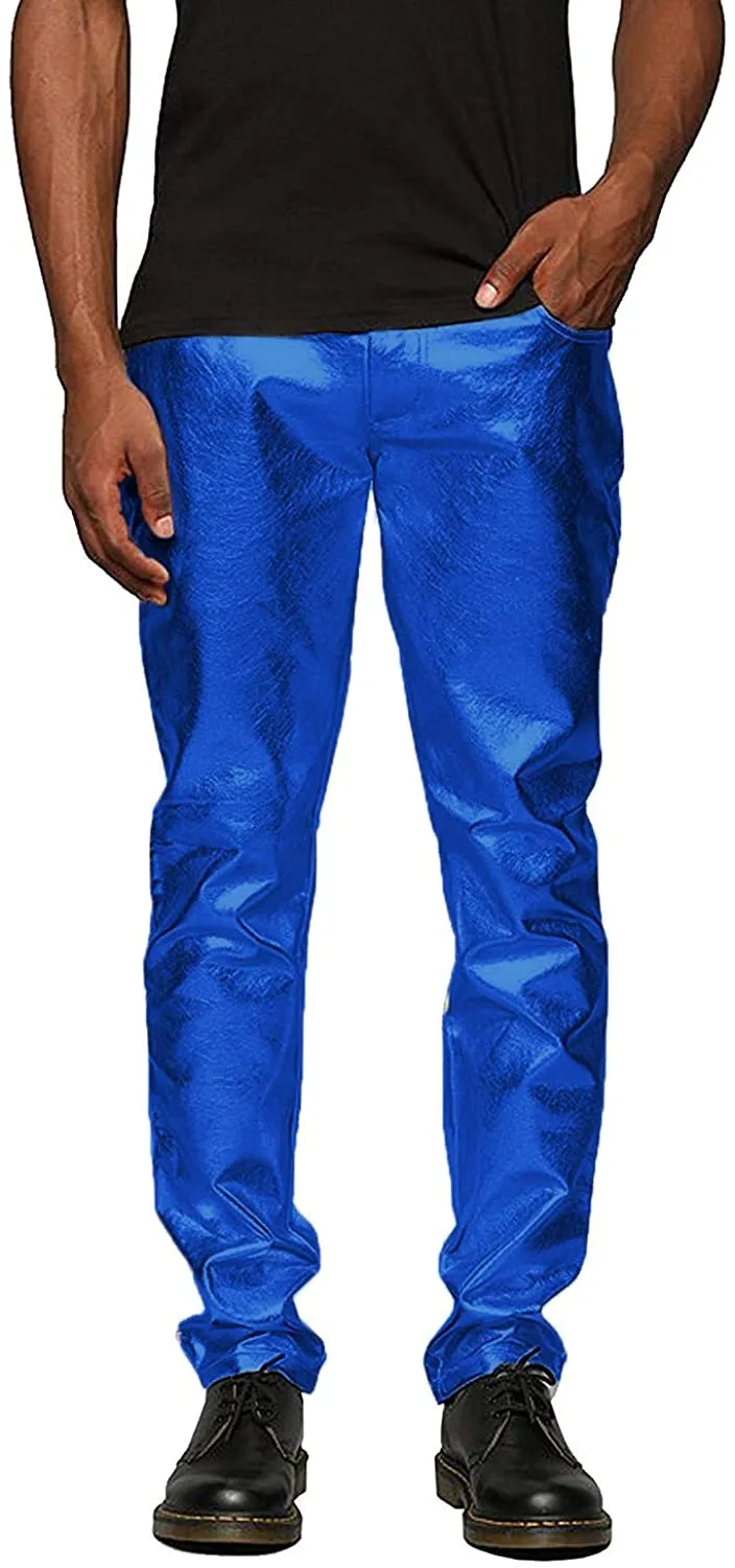 Metallic Luxurious Golden Shiny Pants Straight Leg Trousers