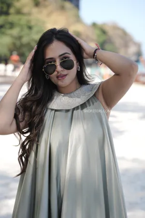 Mystic Meadow Satin Midi Dress