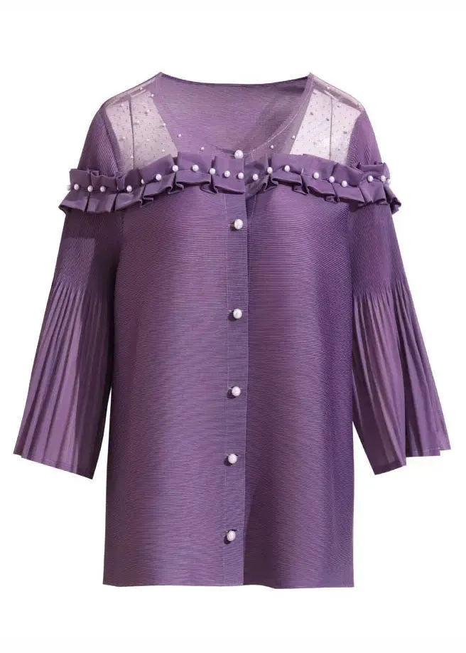Nail Bead Tops Lantern Sleeve