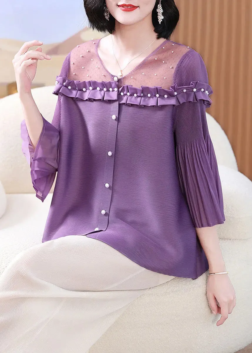 Nail Bead Tops Lantern Sleeve