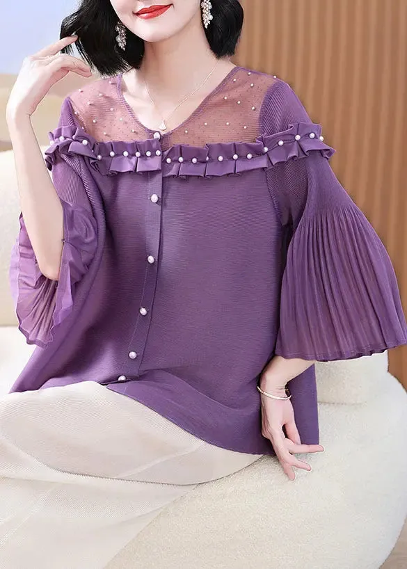 Nail Bead Tops Lantern Sleeve
