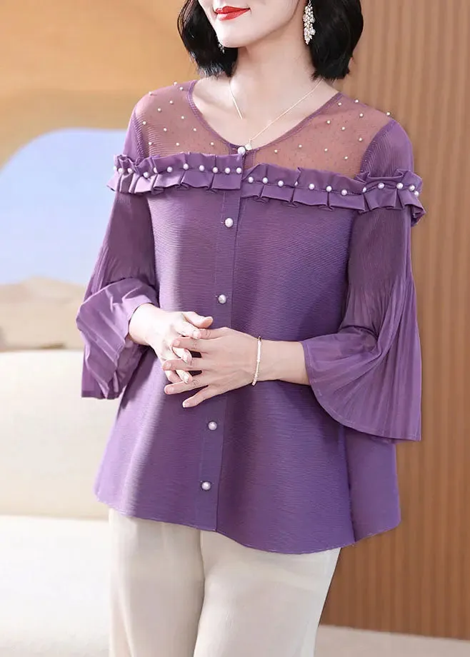 Nail Bead Tops Lantern Sleeve