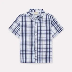 Navy Plaid Button Up Shirt