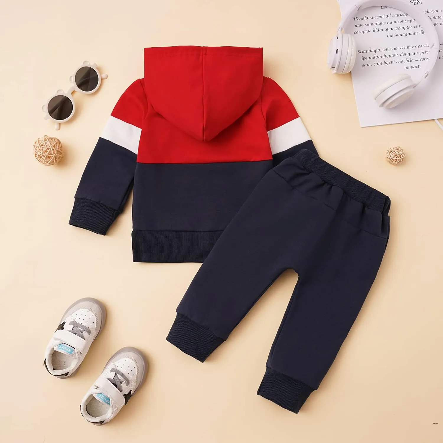 Noubeau Toddler Baby Girl Boy Clothes Long Sleeve Hoodie Zip Sweatshirts Pullover Tops Casual Pants Set Fall Winter Outfit