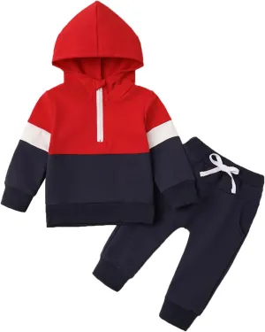 Noubeau Toddler Baby Girl Boy Clothes Long Sleeve Hoodie Zip Sweatshirts Pullover Tops Casual Pants Set Fall Winter Outfit