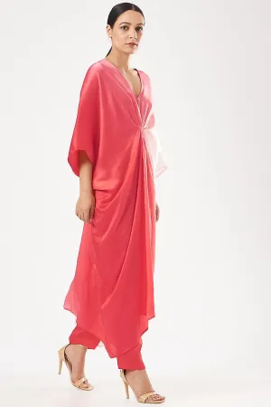 Orange Bamboo Silk Kurta Set