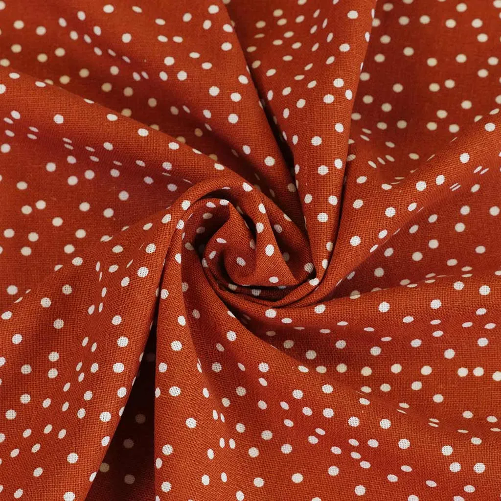 Palermo - Ginger Orange Dots Viscose Linen Woven Fabric