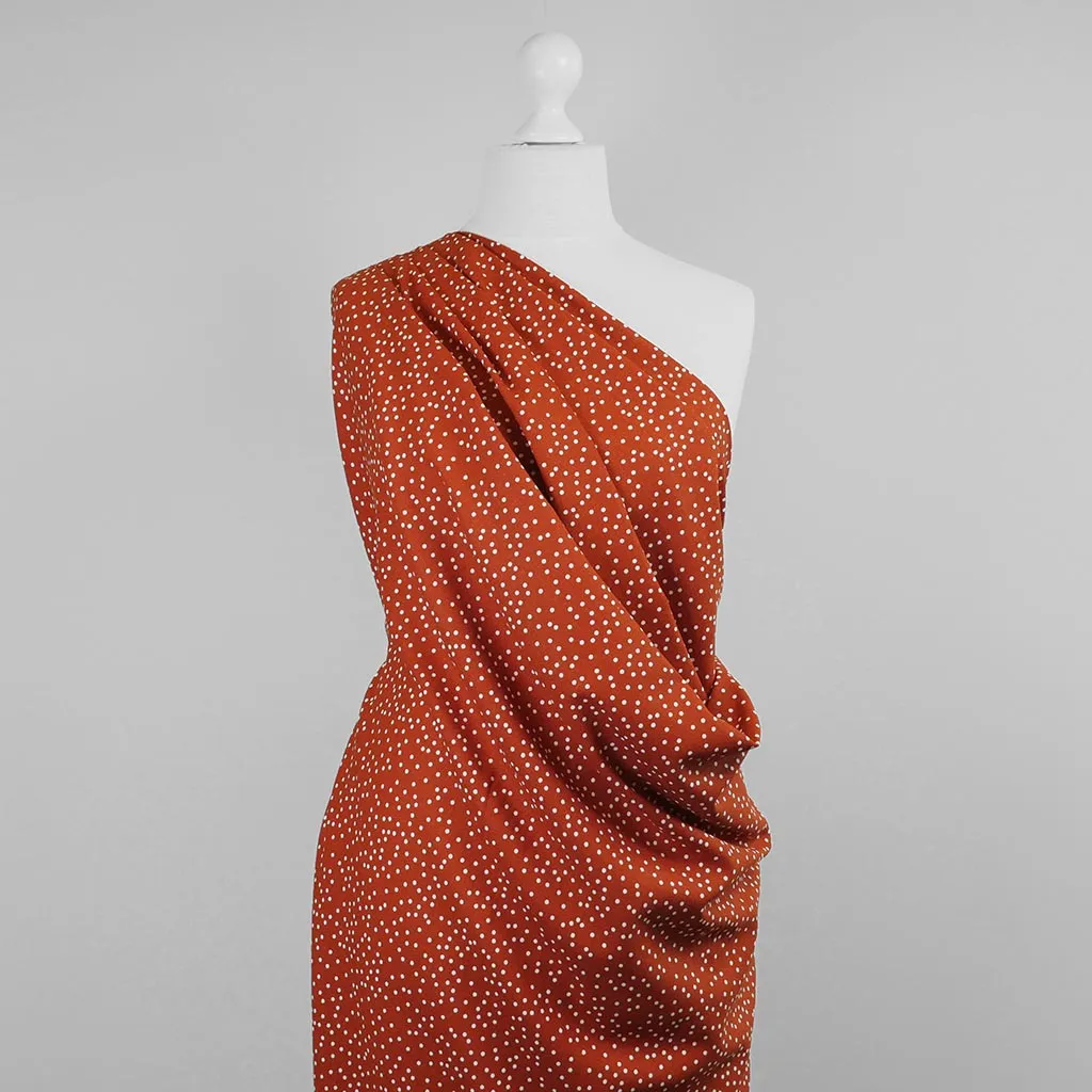 Palermo - Ginger Orange Dots Viscose Linen Woven Fabric