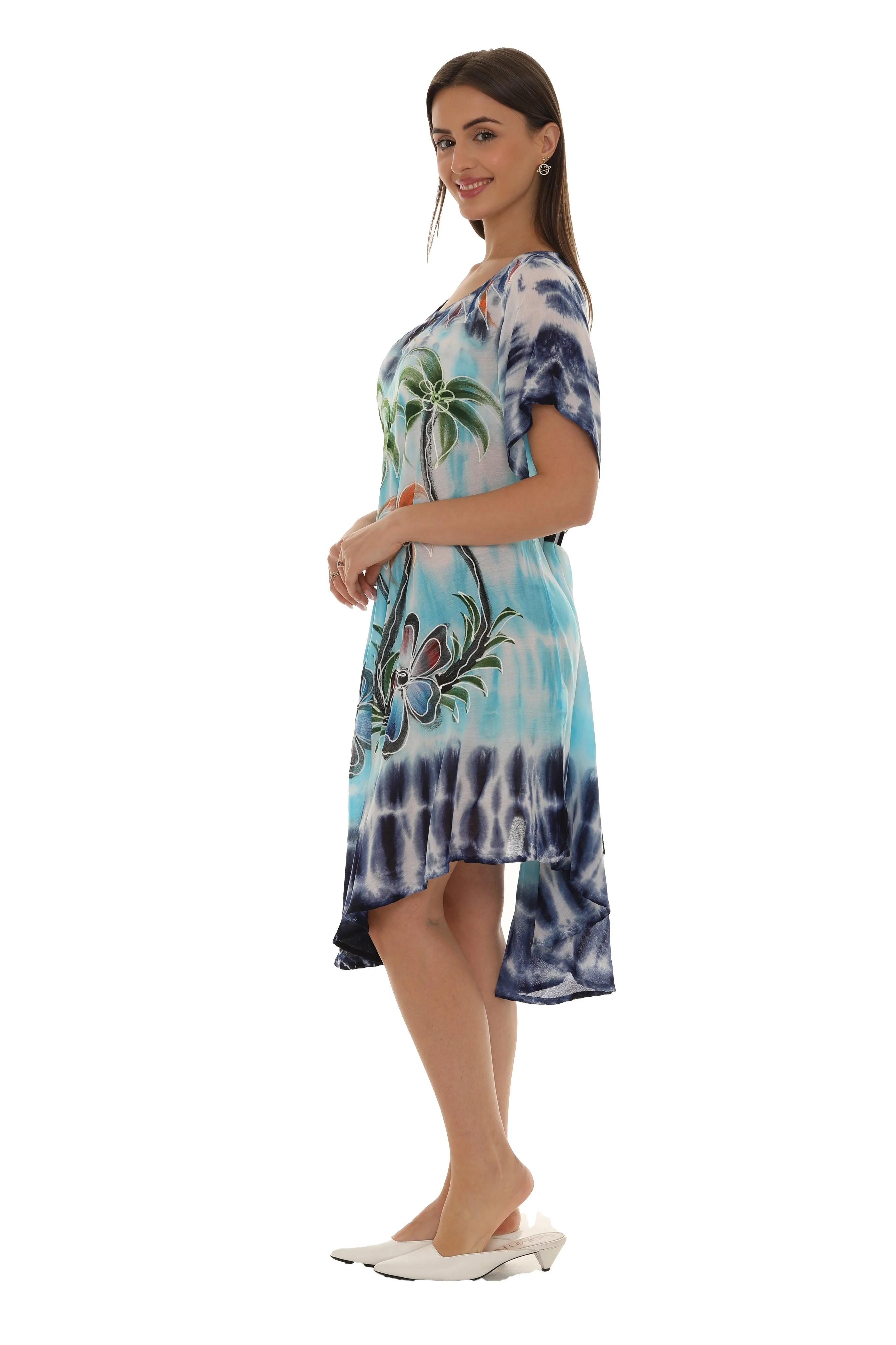 Palm Tree Print & Tie Dye Rayon Sundress